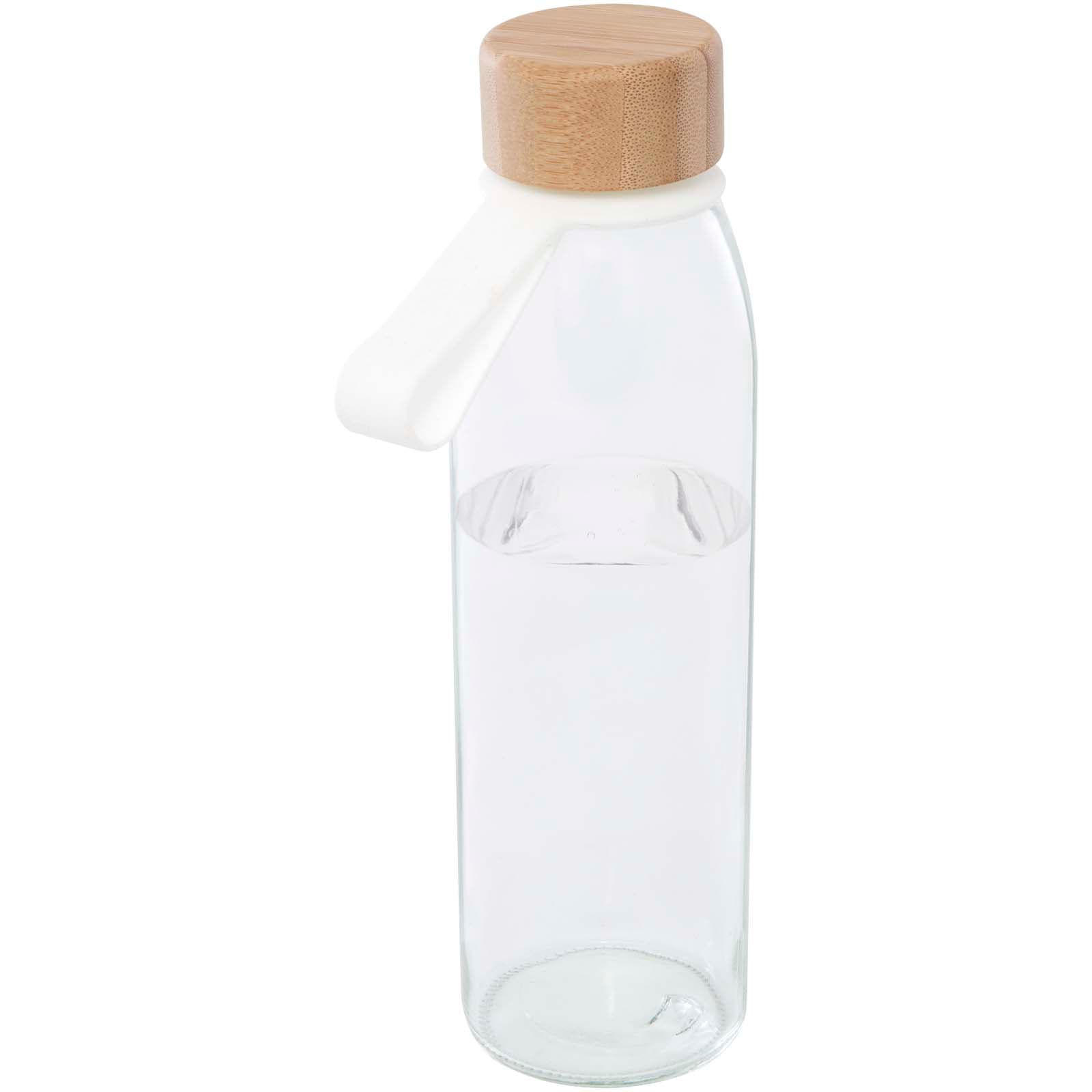 Sticlă de apă Porto 500 ml din sticlă cu mâner din silicon și capac din bambus