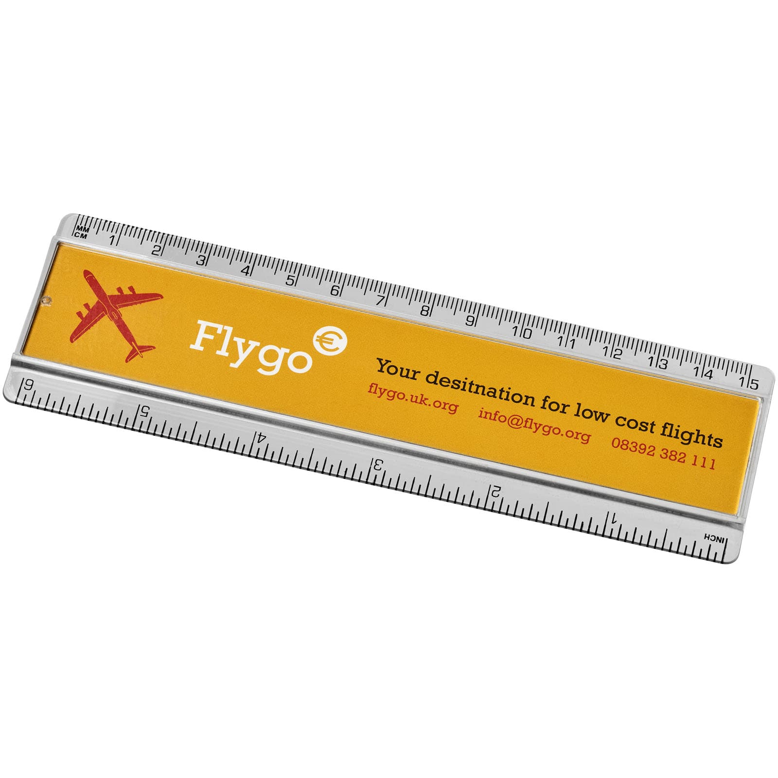 Riglă din plastic cu insert Ellison, 15 cm
