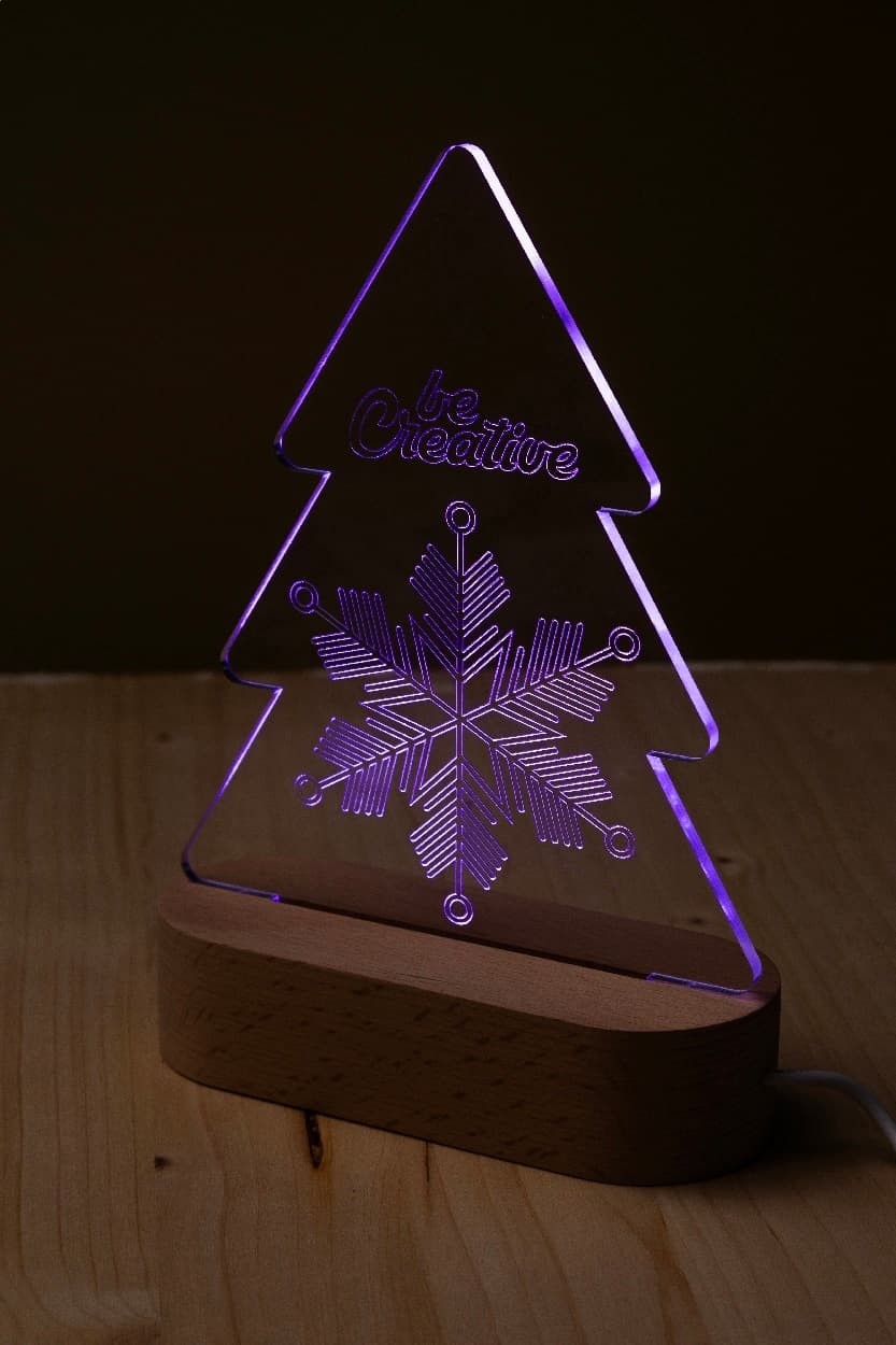 Woodify Xmas - Trofeu Led, brad de Crăciun