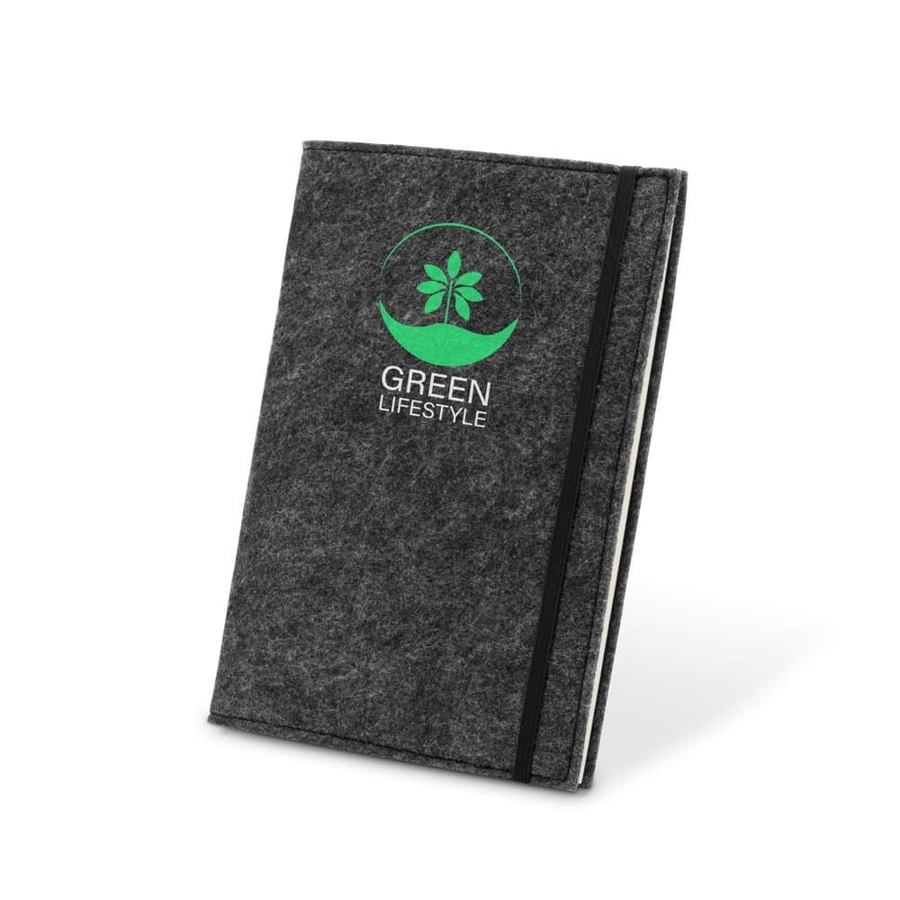 BALDWIN. Blocnotes A5 cu copertă din pâslă reciclată (100% rPET) și pagini liniate din hârtie 100% reciclată