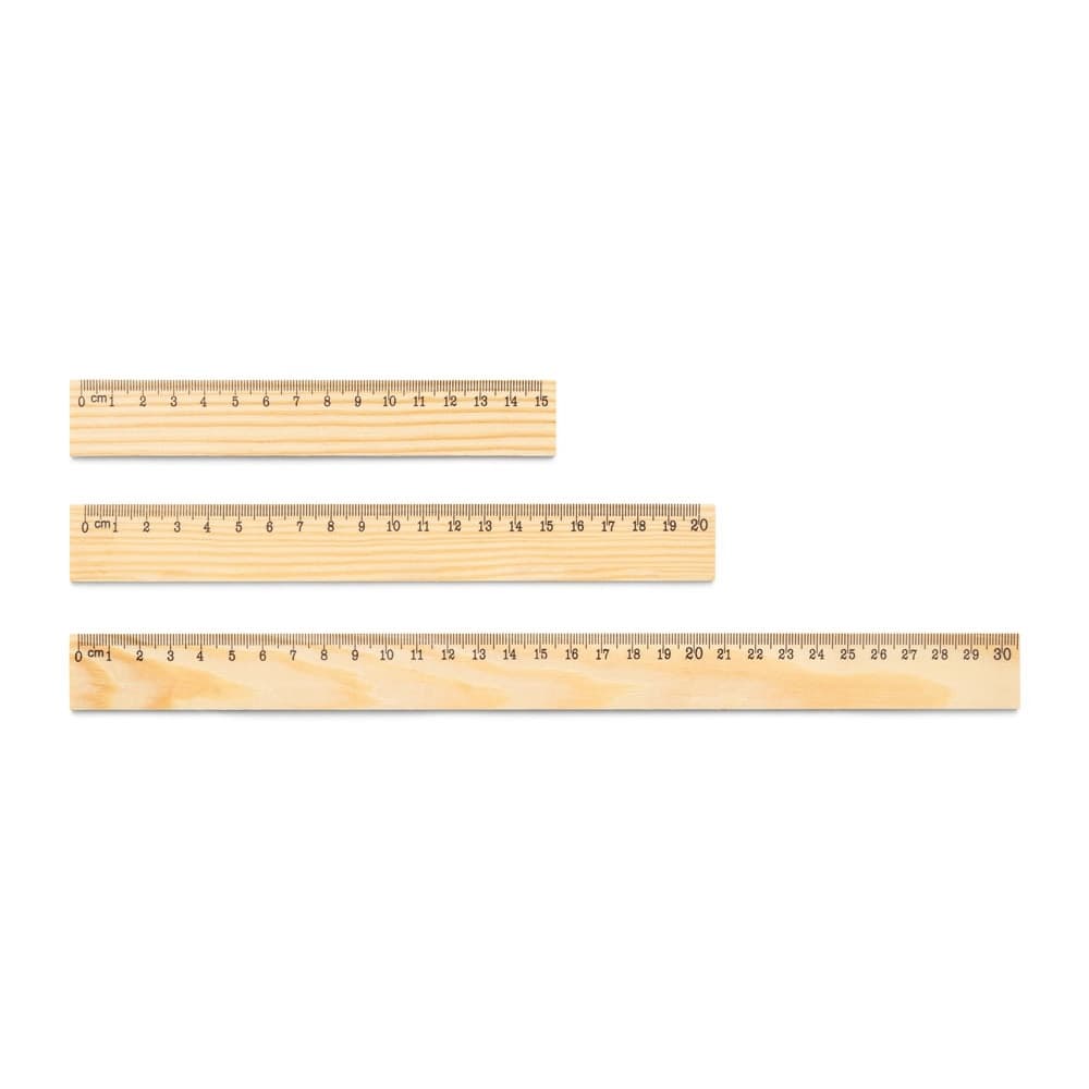 WESLEY 15. Rigla din lemn de pin cu scală de 15 cm