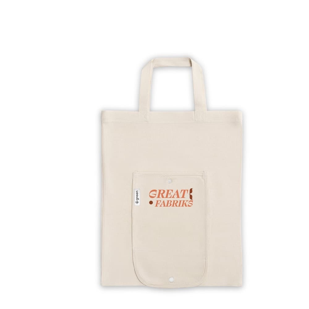 BEIRUT. Foldable bag in cotton (50%), recycled cotton (30%) and polyester (20% rPET) (140 g/m²)