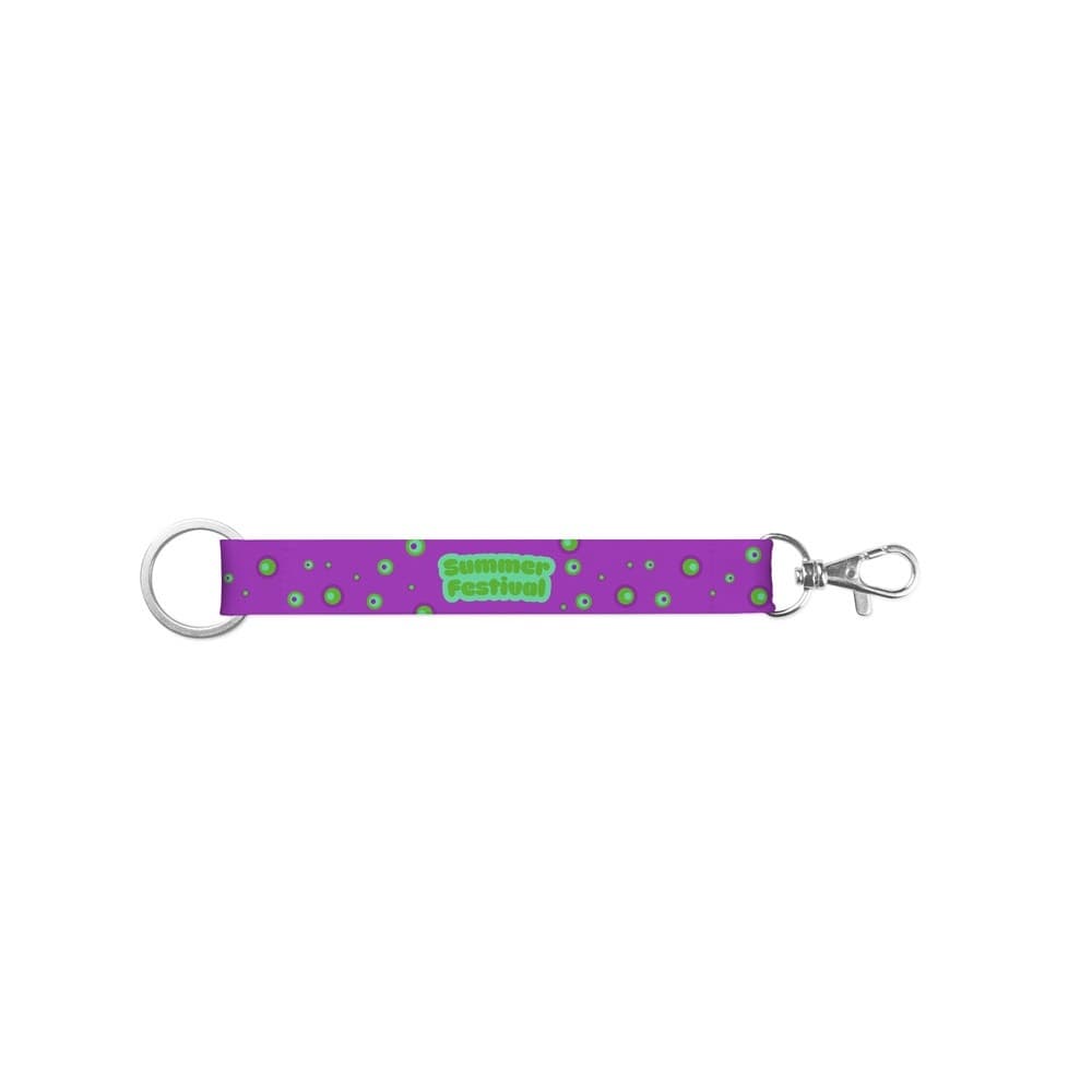 WALSALL. Lanyard scurt pentru imprimare prin sublimare, fabricat din poliester reciclat (100% rPET) cu inel standard și clemă tip carabină