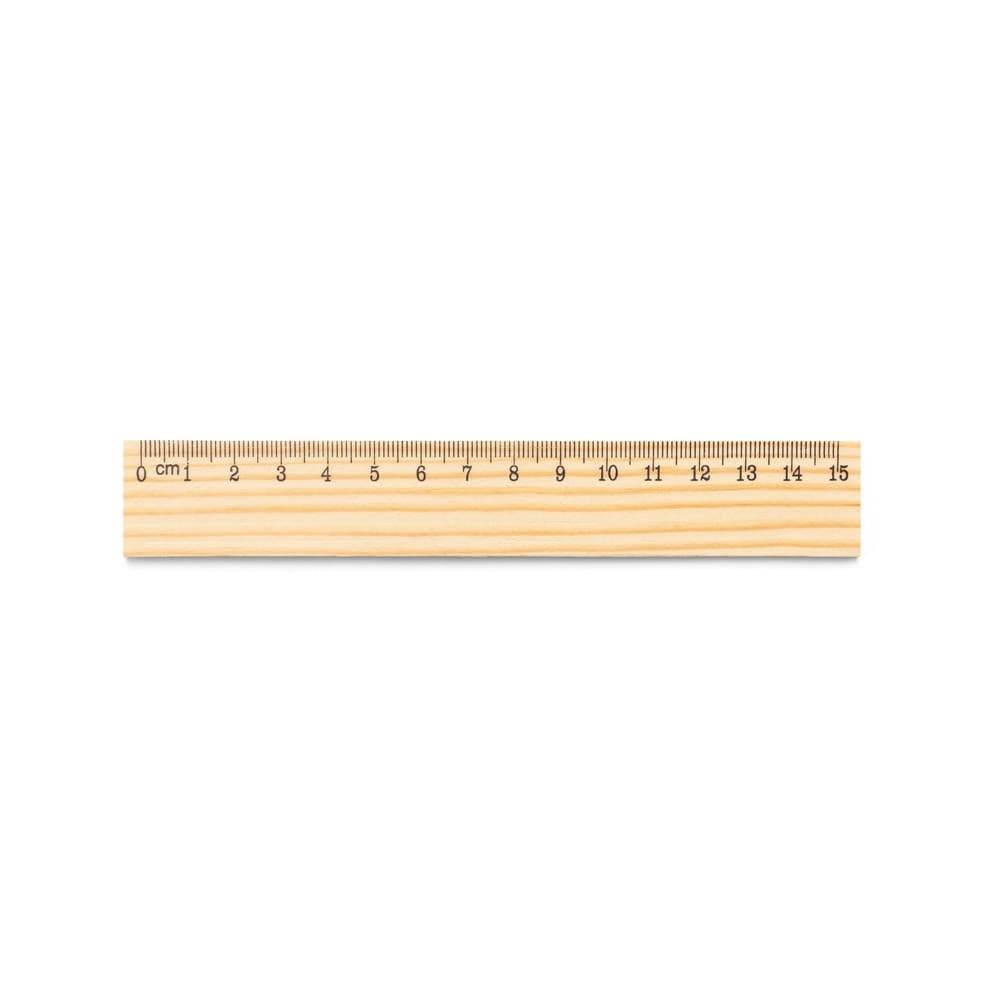 WESLEY 15. Rigla din lemn de pin cu scală de 15 cm