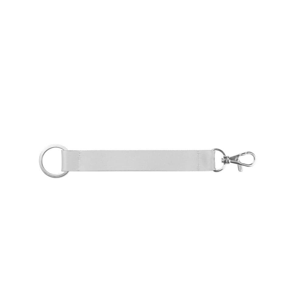 CRAWLEY. Lanyard scurt din poliester pentru imprimare prin sublimare cu inel standard și clemă tip carabină