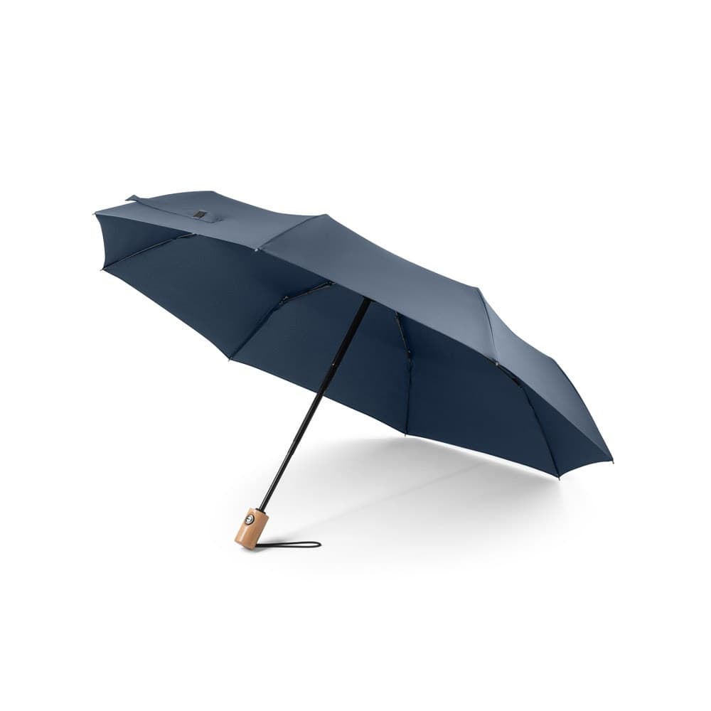 RIVER. Umbrelă pliabilă din 190T poliester reciclat (100% rPET) pongee cu descdere și încdere automată