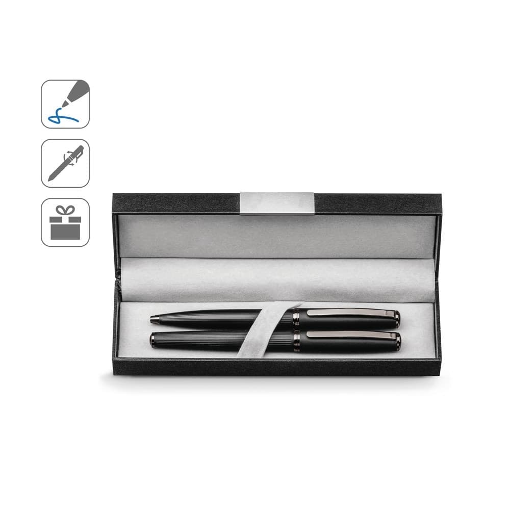 IMPERIO. Metal rollerball and ballpoint pen set