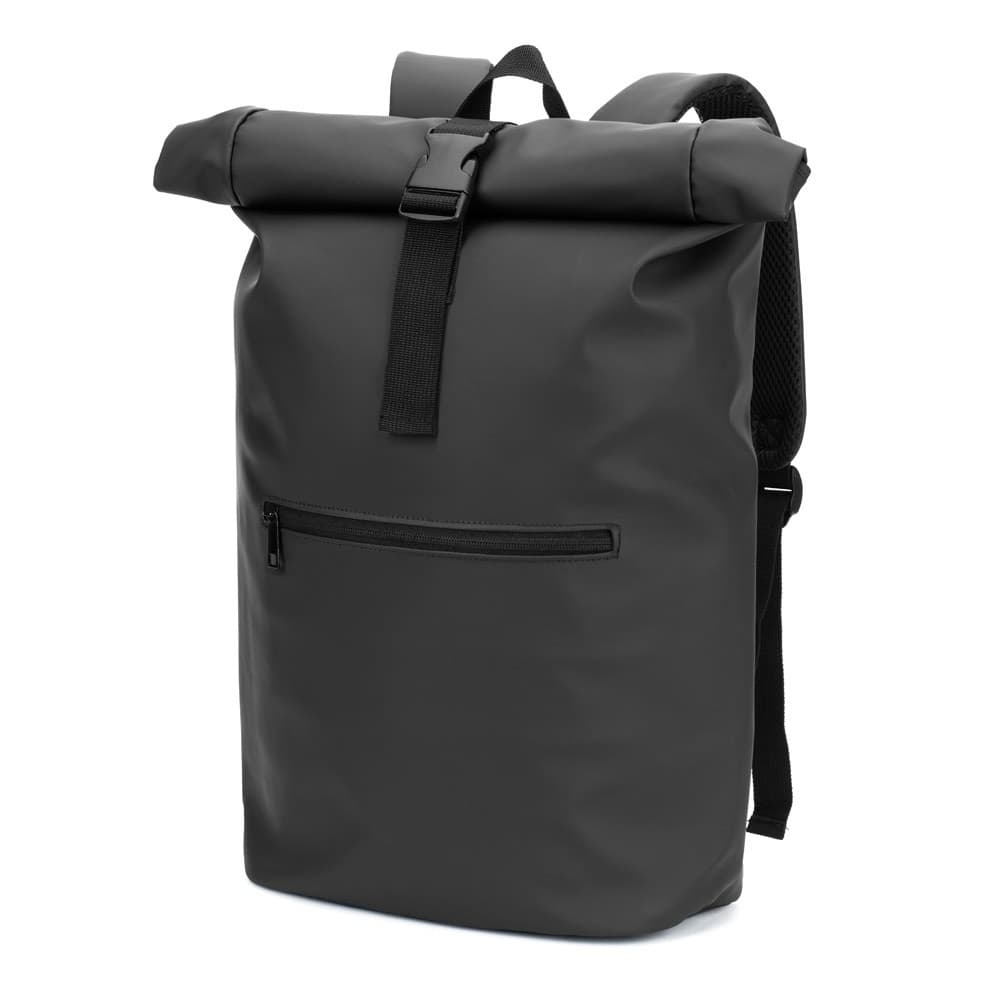 PORTLAND. Rucsac cu închidere rulată din PU, cu buzunar pentru laptop de 16"