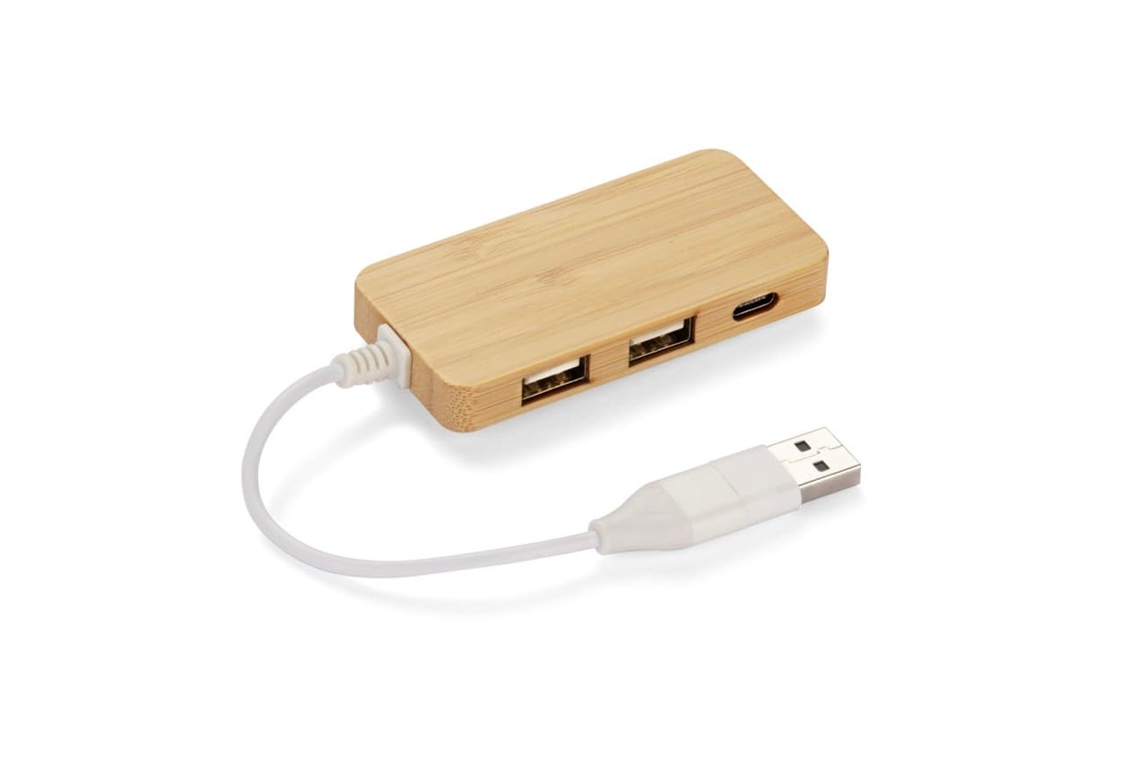 Hub USB splitter Bamboo cu mufă înlocuibilă - RIVO