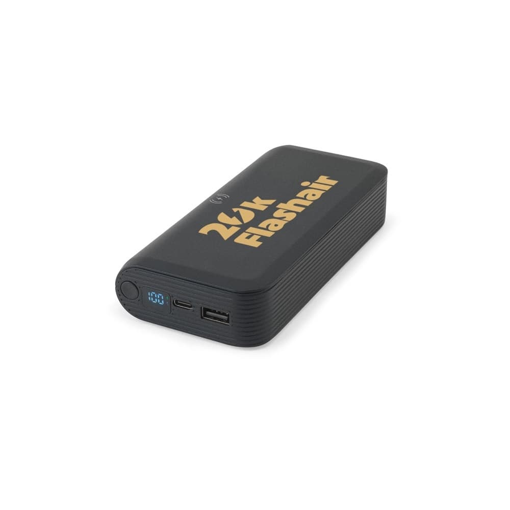 BECKER 20. 20,000 mAh power bank in recycled ABS (100% rABS) with 15W super-fast wireless charger