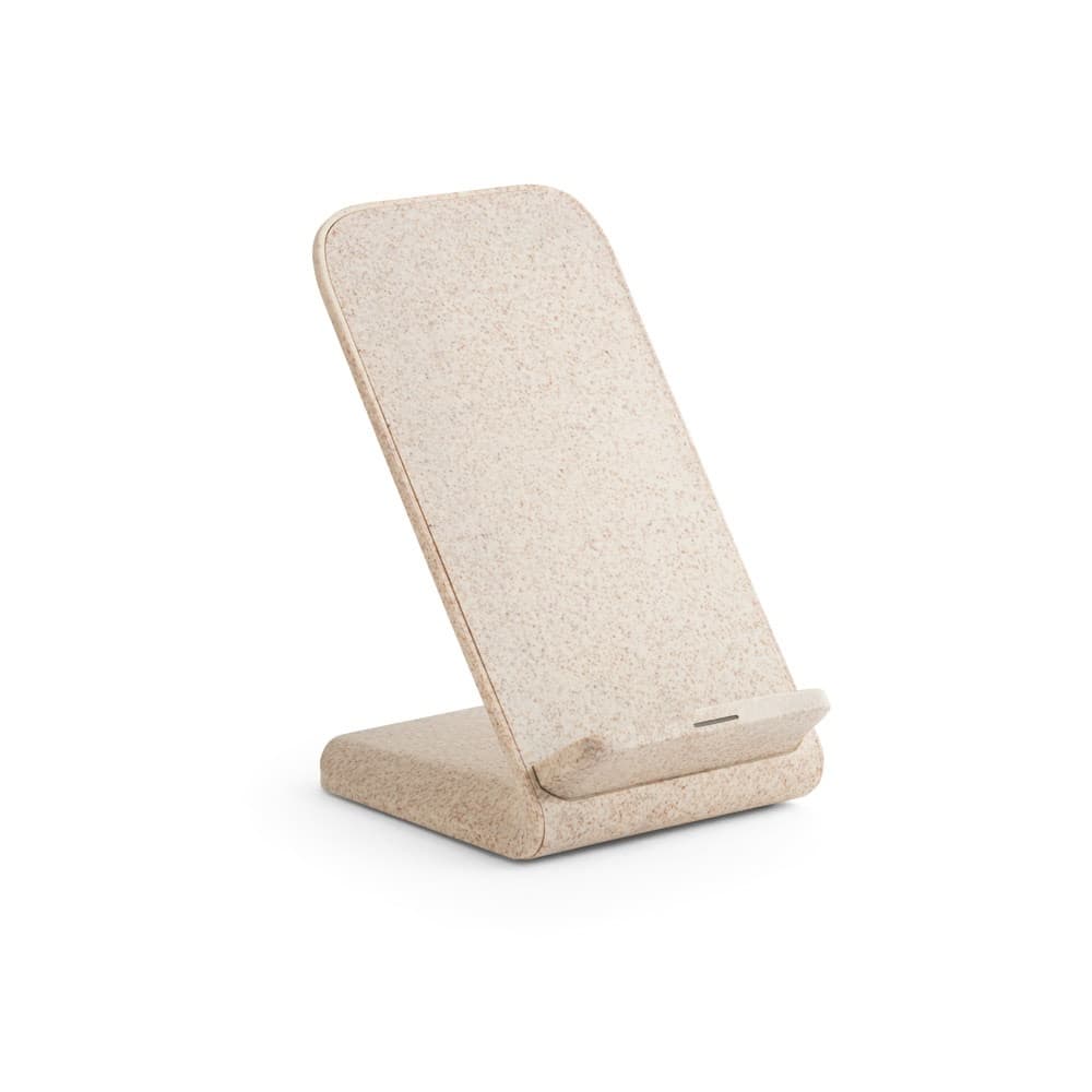ENGLERT. Suport pentru smartphone cu încărcător wireless rapid de 10 W din ABS reciclat (70% rABS) și fibră de paie de grâu