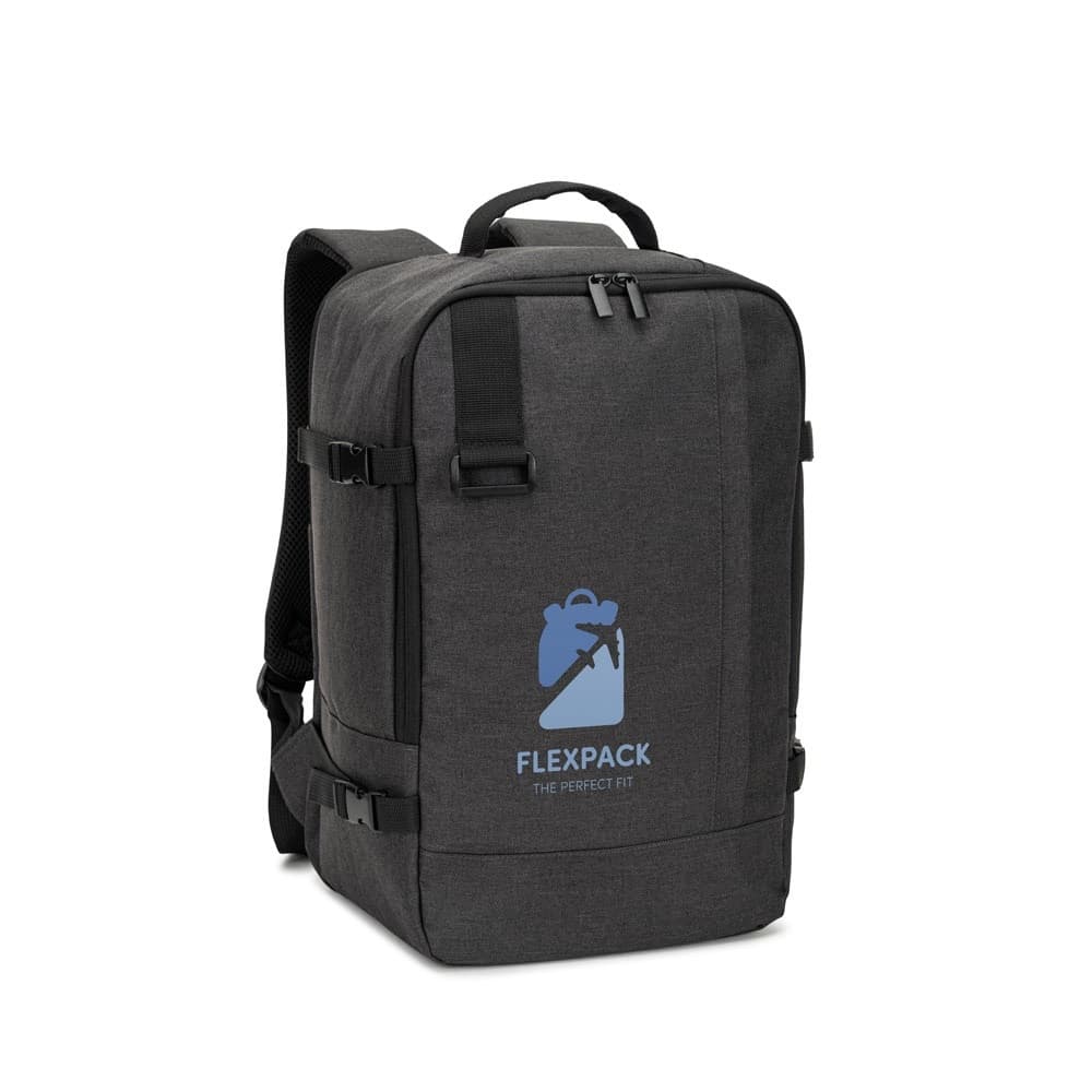 CIES. Backpack designed to meet airline size requirements, in high-density 600D recycled polyester