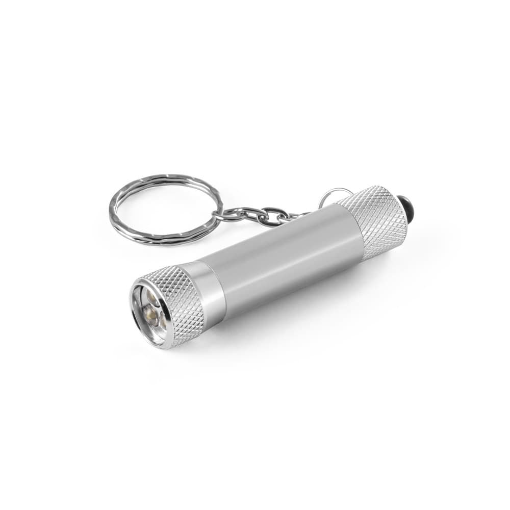 RE-LERGAN. Breloc din aluminiu (92% reciclat) cu lanternă LED cu 3 lumini