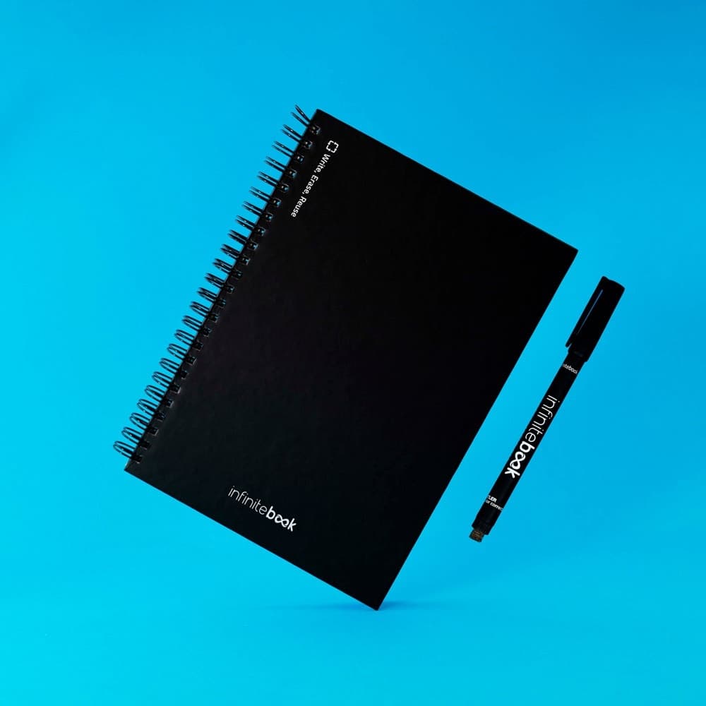 STARTER KIT INFINITEBOOK A5. Setul include un "Infinitebook", kit de curățare, marker și suport pentru marker