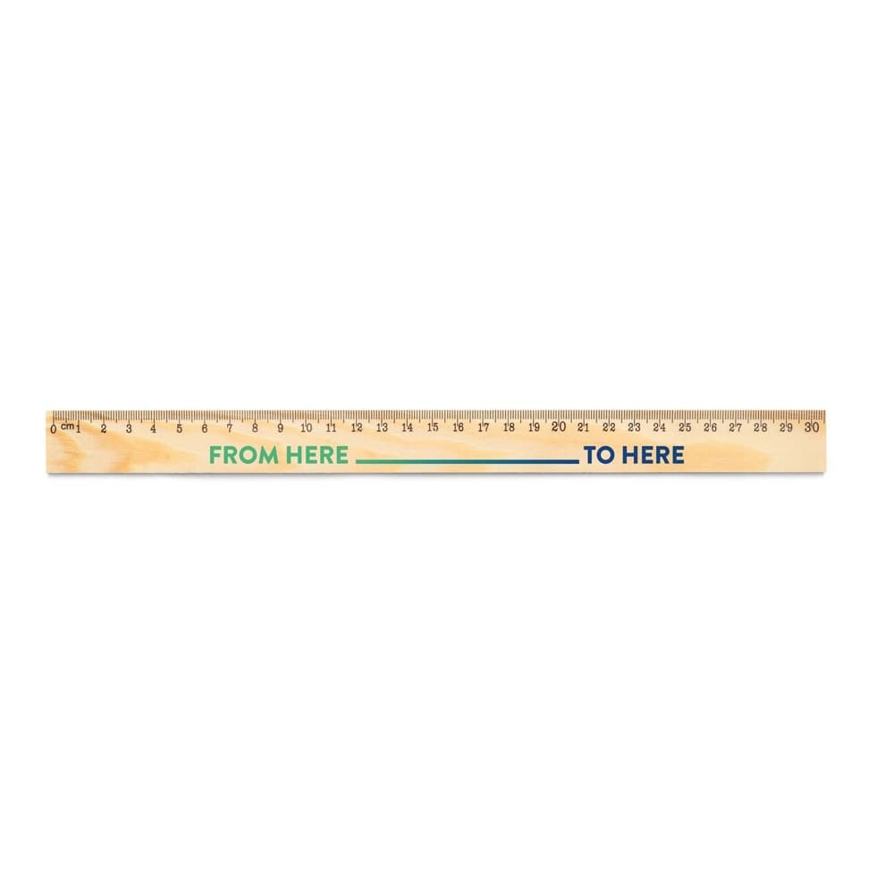 WESLEY 30. Pine wood ruler with 30 cm scale