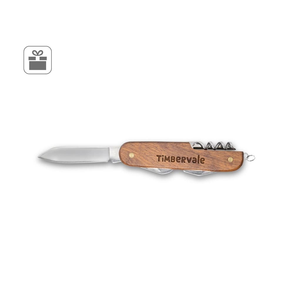 BELPIANO. Multifunction pocket knife in stainless steel and wood