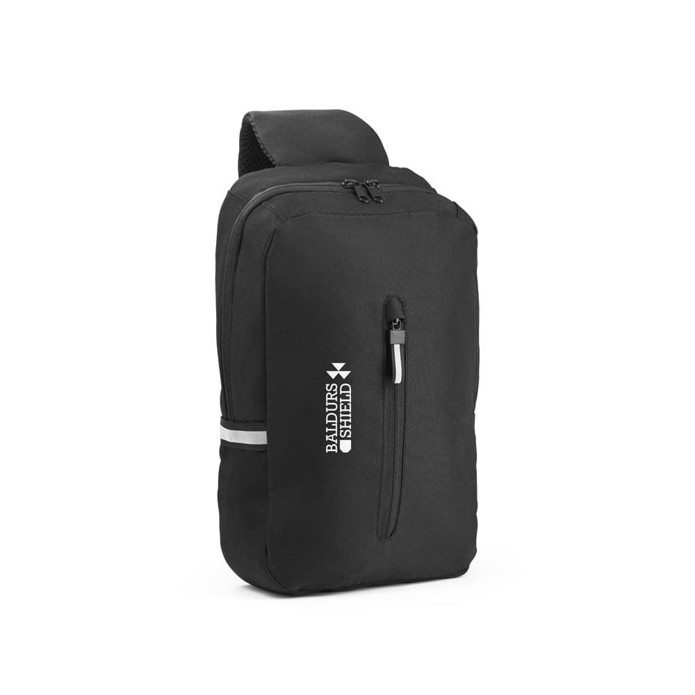 DELFOS. Single-strap shoulder bag in 300D and 600D recycled polyester with 210D recycled polyester lining