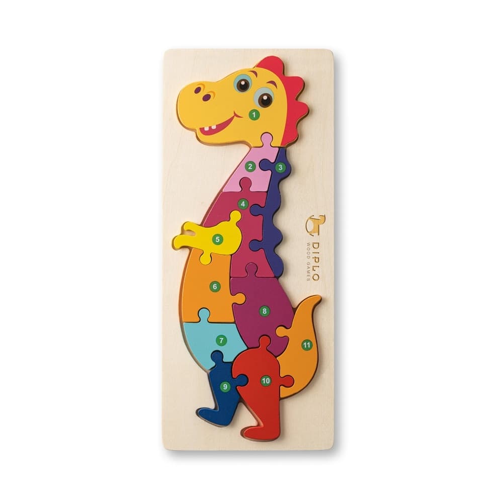 DIPLODOCO. Puzzle în formă de dinozaur din placaj de pin