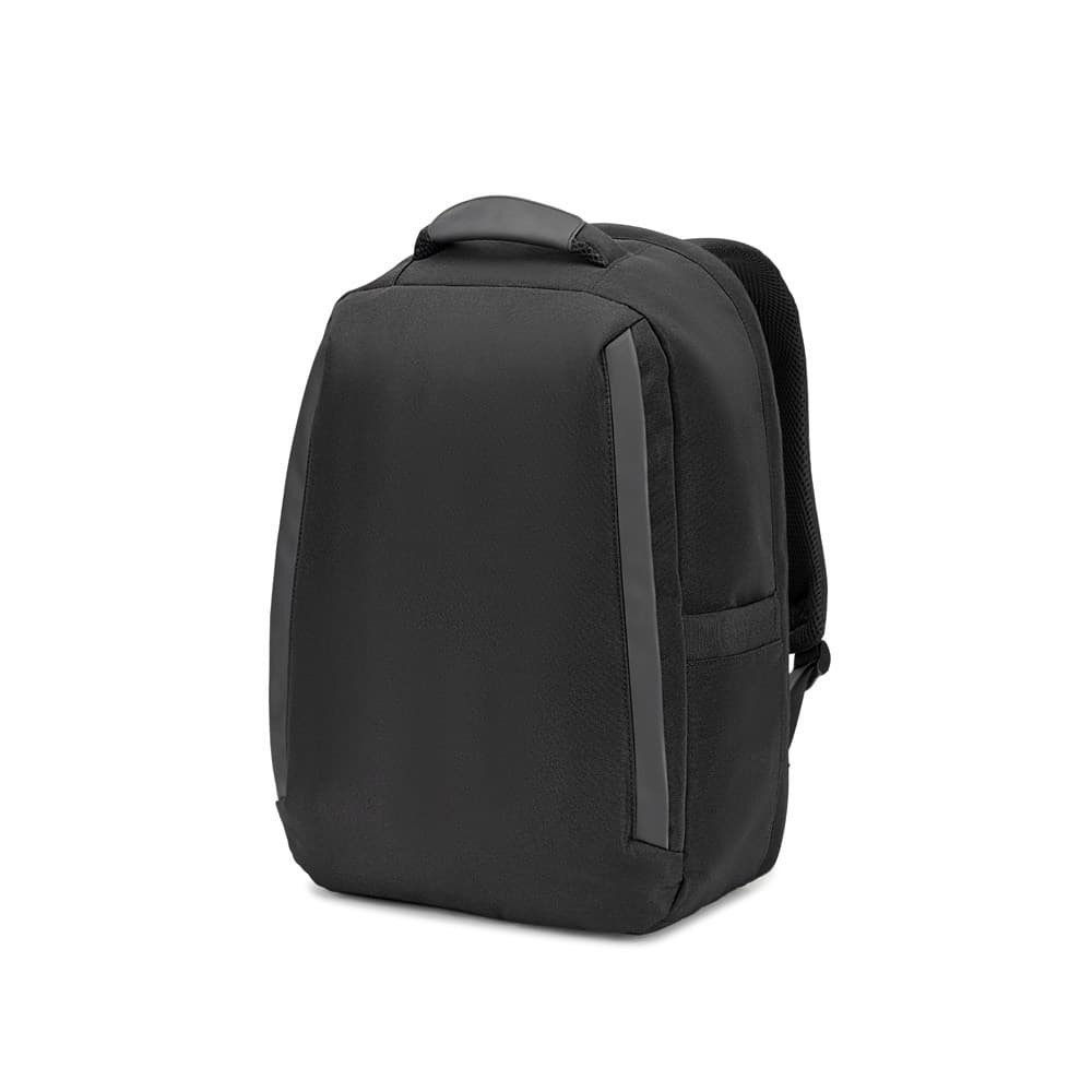 YANGON BPACK. Rucsac antifurt, din twill cu strat hidrofug și poliester reciclat 600D de înaltă densitate, pentru laptop de 17.3”