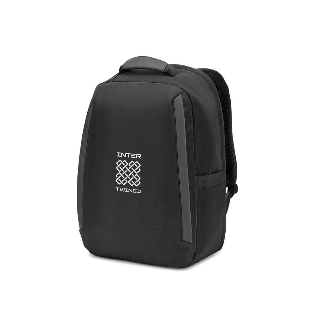 YANGON BPACK. Rucsac antifurt, din twill cu strat hidrofug și poliester reciclat 600D de înaltă densitate, pentru laptop de 17.3”
