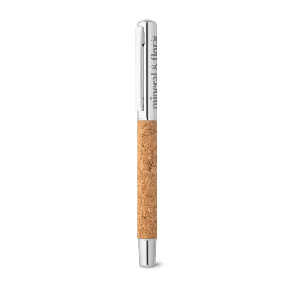 ANDREW. Roller pen with stainless steel (90% rSS) and cork body with clip