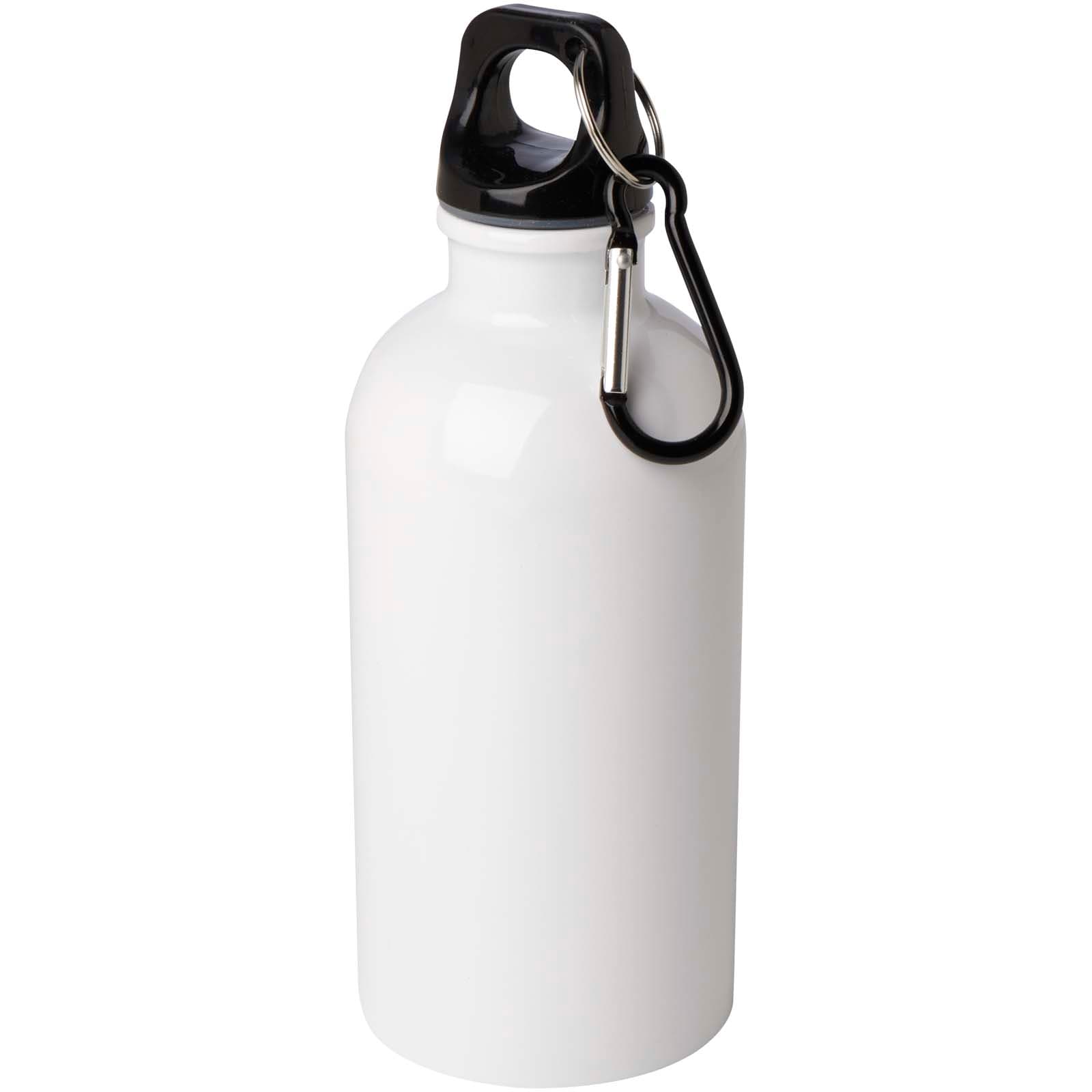 Sticlă de apă Oregon 400 ml din oțel inoxidabil cu pereți simpli certificat RCS, cu carabinieră