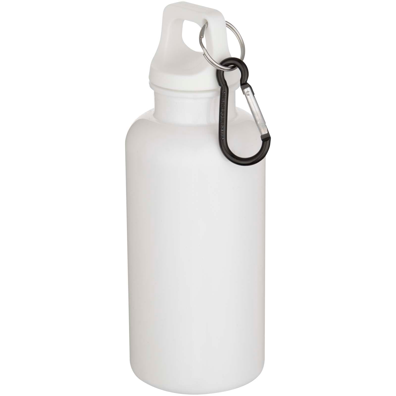 Sticlă de apă Oregon de culoare uni din plastic reciclat RCS, cu carabinieră, 400 ml
