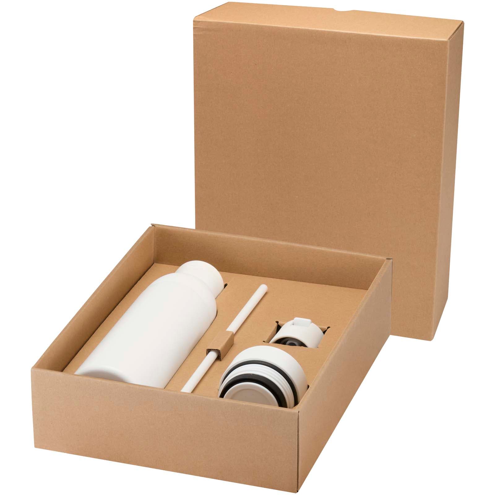 Illuminate 650 ml RCS recycled double wall stainless steel water bottle with 3-piece lid set