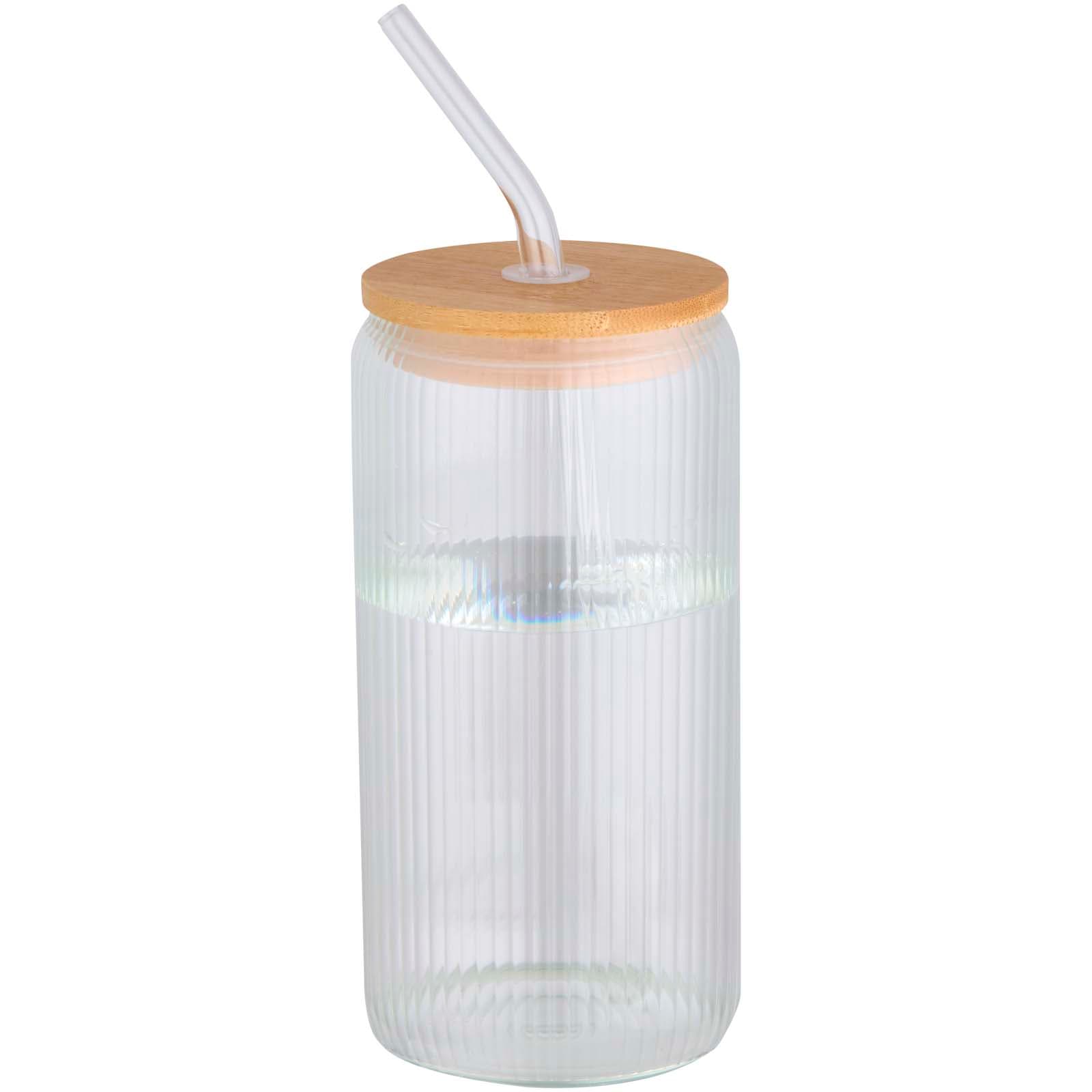 Borcan din sticlă borosilicată cu perete simplu Mirage 500 ml cu capac din bambus