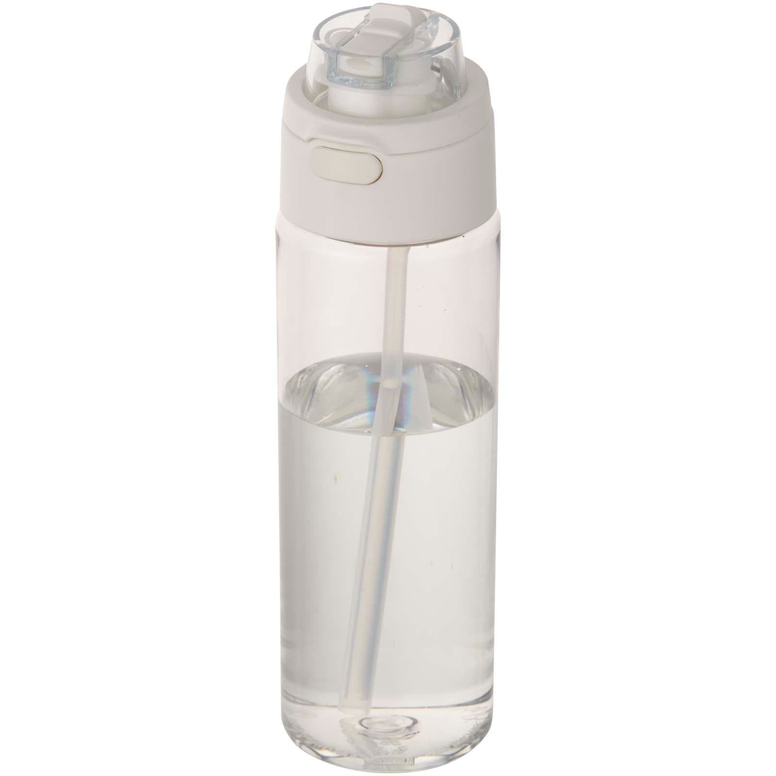 Theron — sticlă de apă 700 ml din plastic reciclat RCS, cu capac cu dublă funcție și pai rabatabil