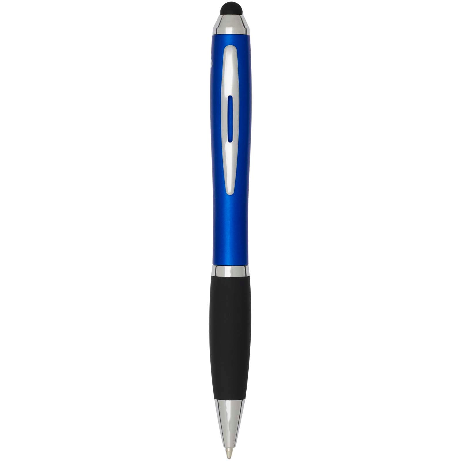 Pix cu stylus Nash din plastic reciclat certificat RCS, cu corp colorat și grip negru (cerneală albastră)