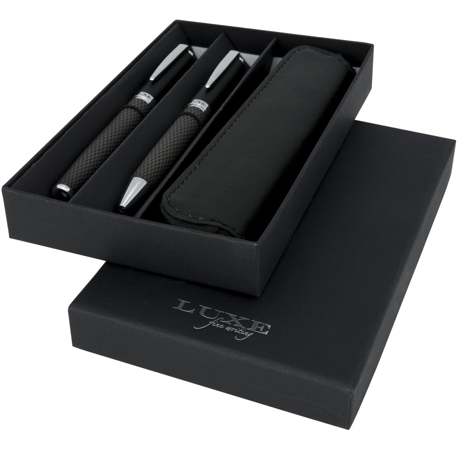 Set cadou de două pixuri Carbon cu husă (cerneală neagră)