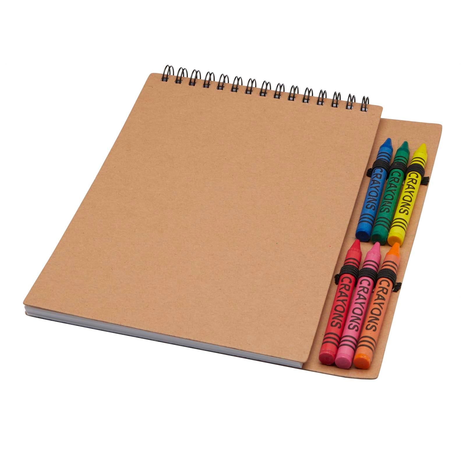 Set Doodle de caiet A5 cu copertă moale în spirală și creioane cerate