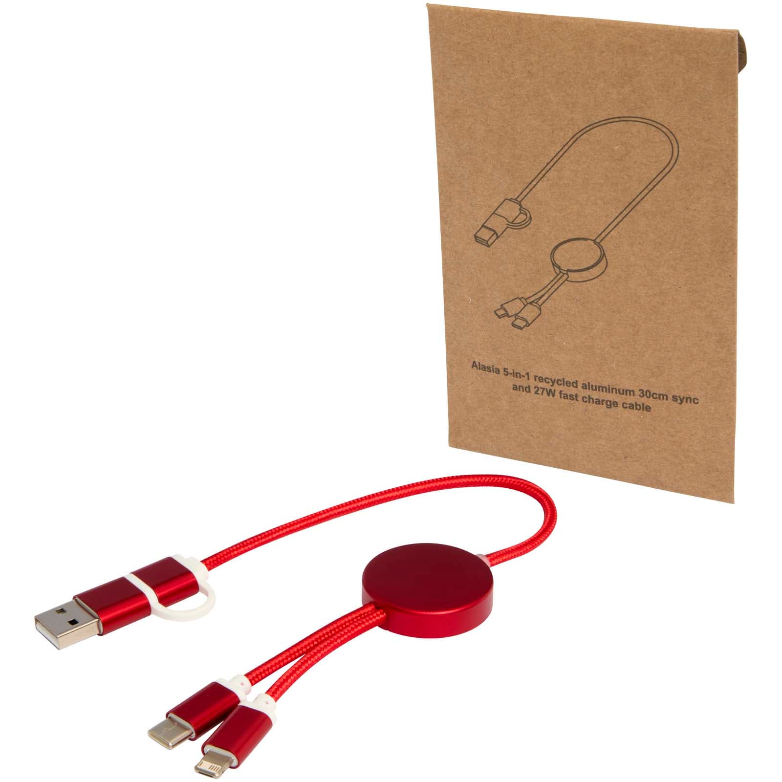 Cablu de sincronizare a datelor și încărcare rapidă 27W din aluminiu și plastic reciclat Alasia 5-în-1, 30 cm