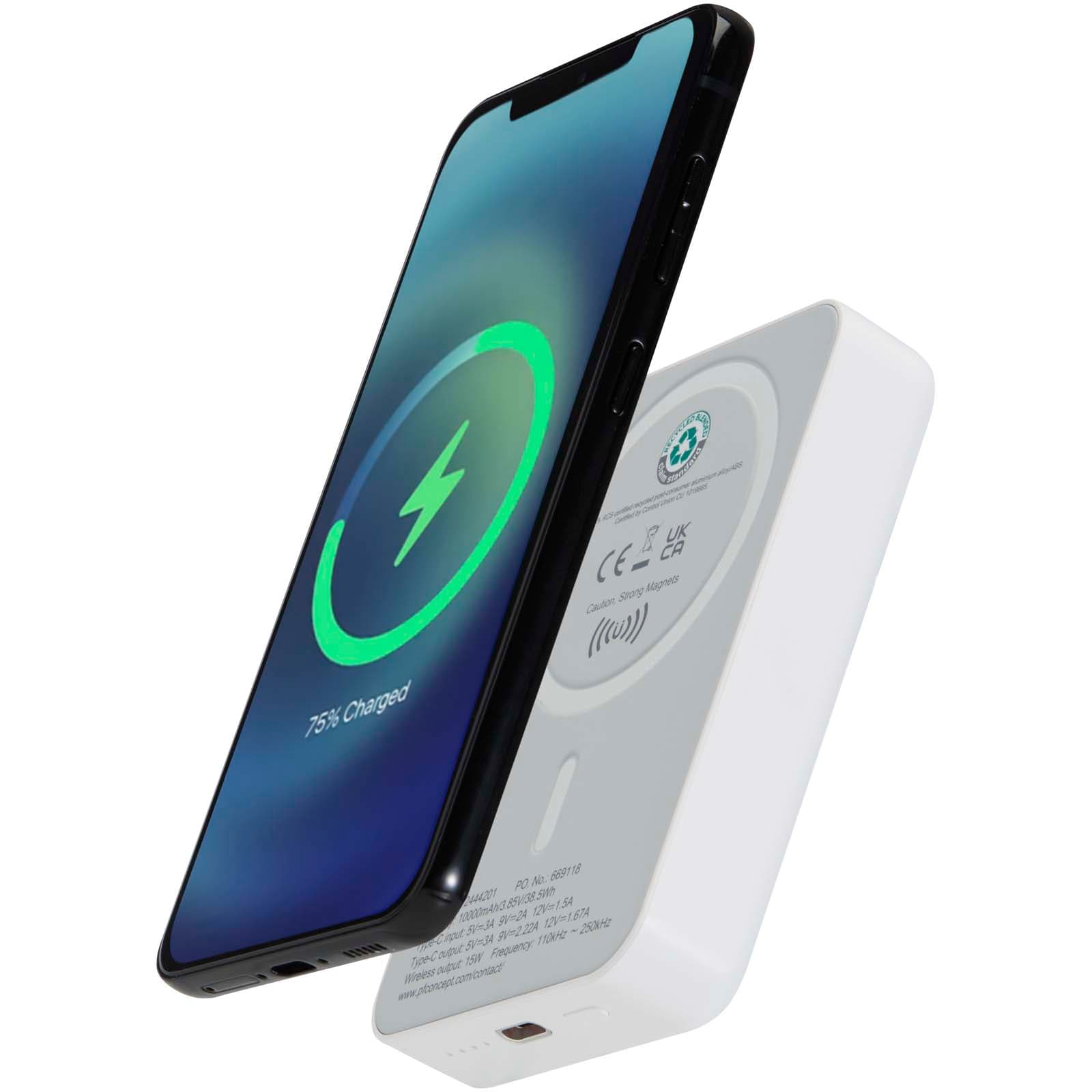 Baterie externă wireless magnetică Acrab 10.000 mAh 15W cu 20W PD - realizată din plastic reciclat