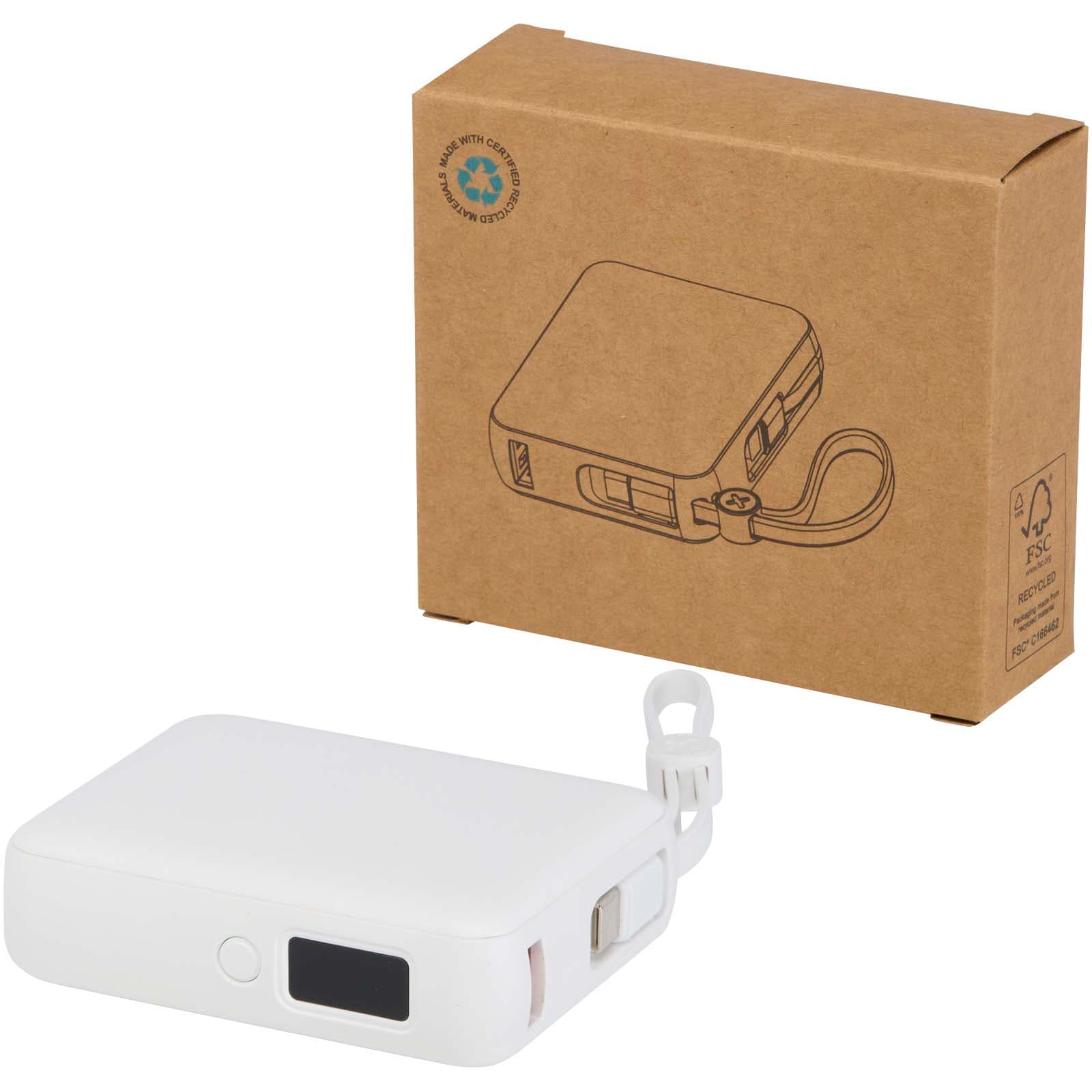 Baterie externă pentru tabletă Acrux 10.000 mAh 35W cu cablu Type-C încorporat - fabricată din plastic reciclat