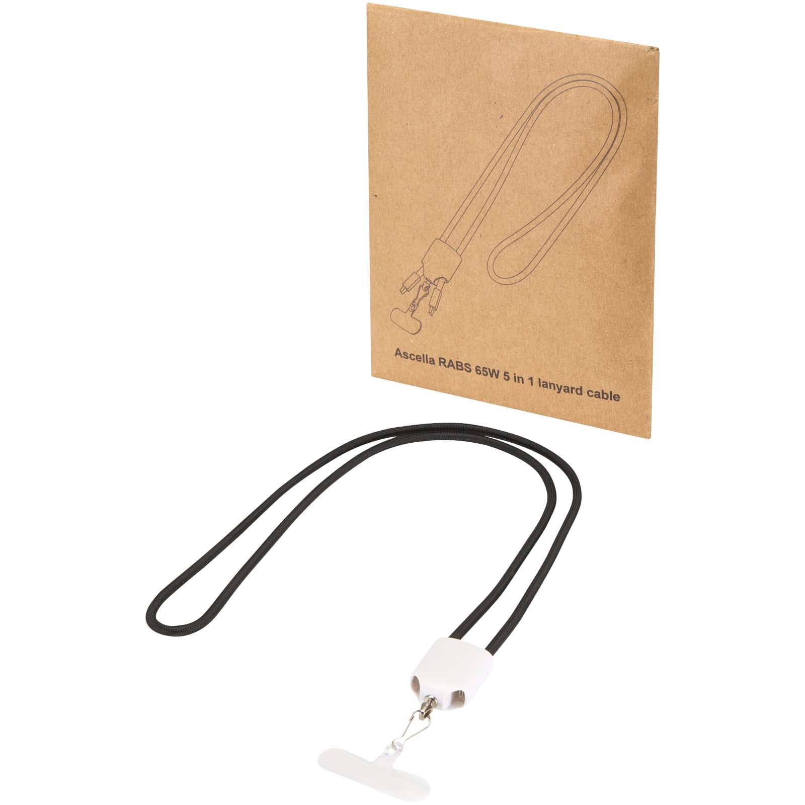 Ion — cablu de încărcare 5-în-1 de 65 W tip lanyard, din plastic reciclat