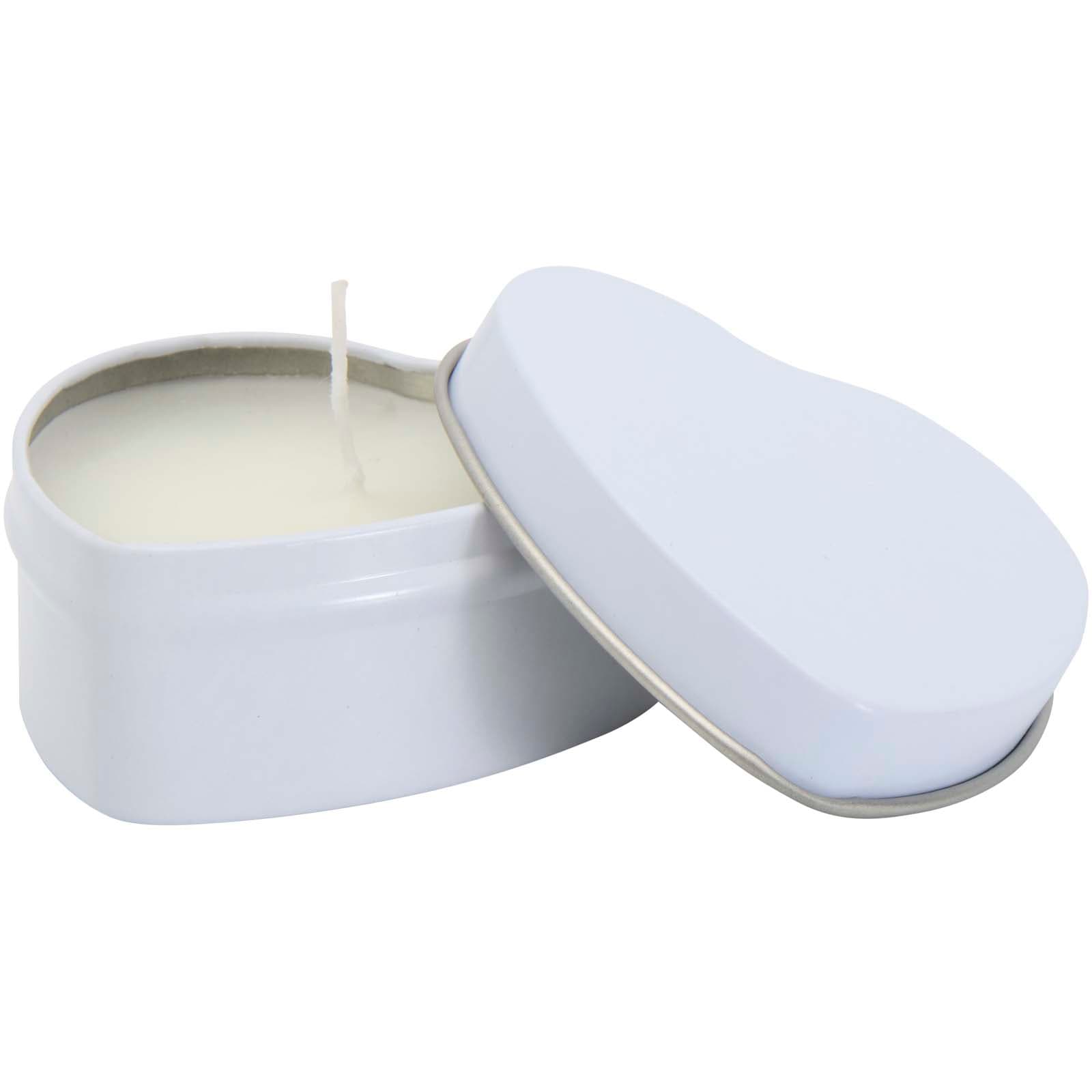 Blissful — lumânare în cutie metalică în formă de inimă, cu aromă de vanilie