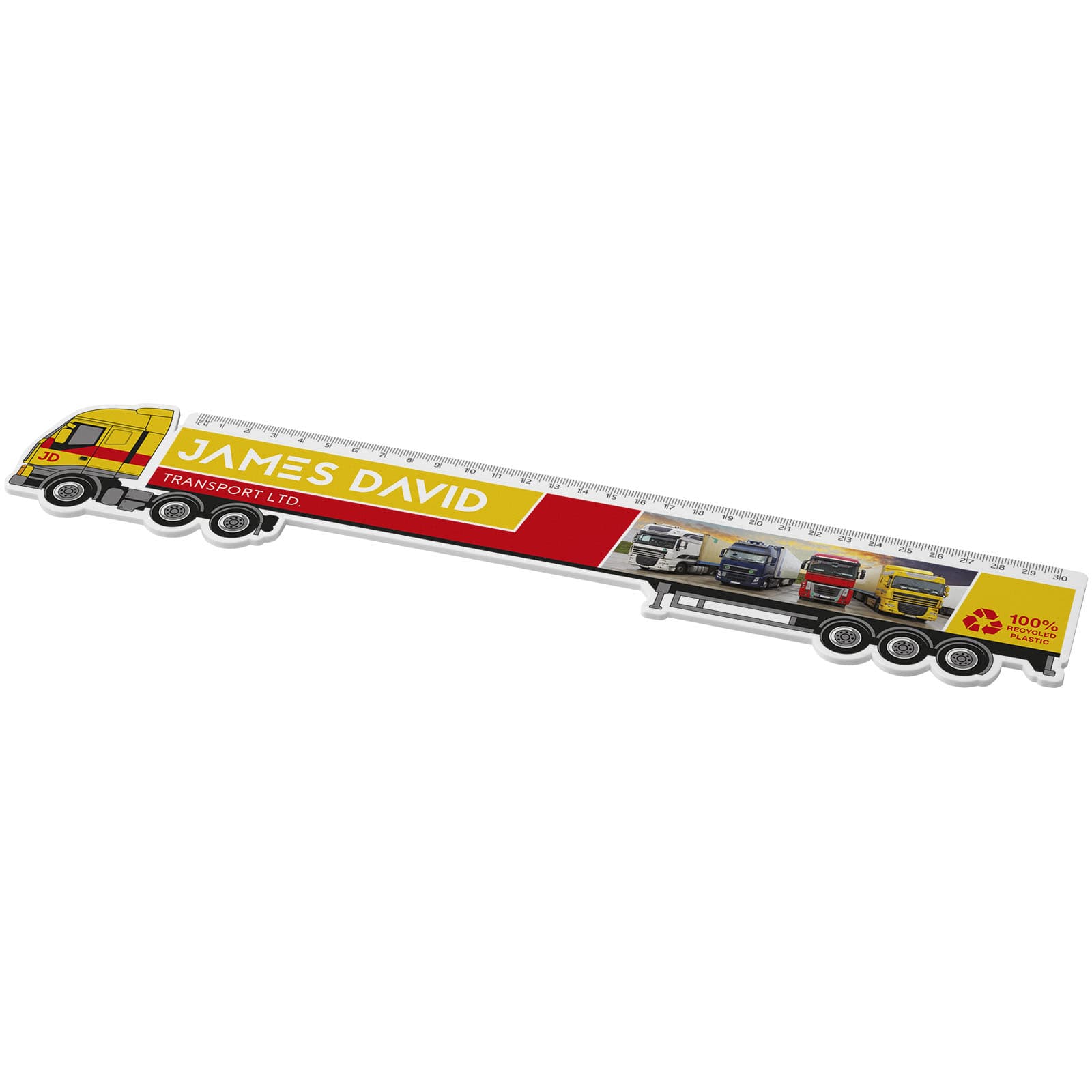 Riglă Tait de 30 cm în formă de camion, din plastic reciclat